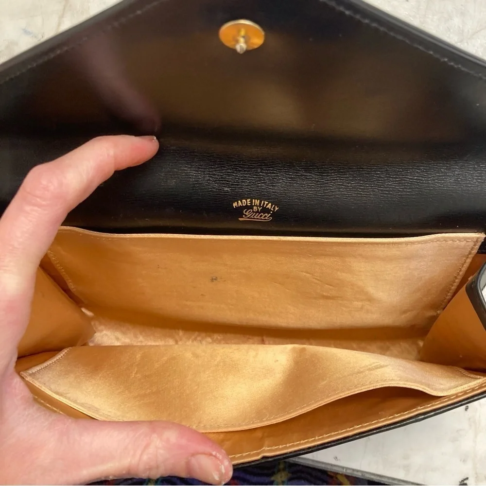 Gucci rare vintage gg black clutch bag made in Italy